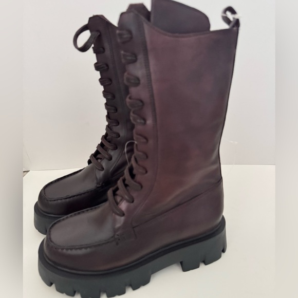 Brand New Free People June Lug Lace-Up Leather Boots - Picture 3 of 8